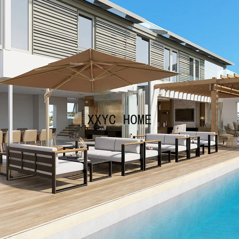 Aluminum Alloy Garden Sofas Waterproof Sunscreen Outdoor Furniture Home Courtyard Balcony Garden Sofa Coffee Table Combination L
