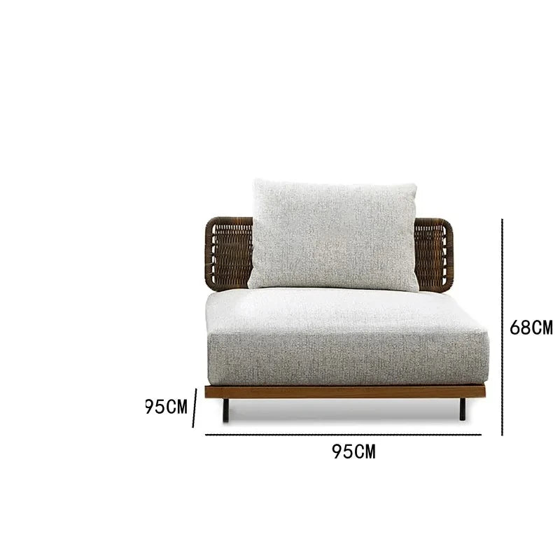 Outdoor teak sofa waterproof anti-corrosion sunscreen patio balcony gray outdoor sofa preferred high-grade diversified