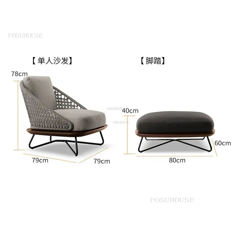Simple Rattan Outdoor Chairs Nordic Outdoor Furniture Modern Leisure Beach Chairs Household Living Room Balcony Backrest Lounger