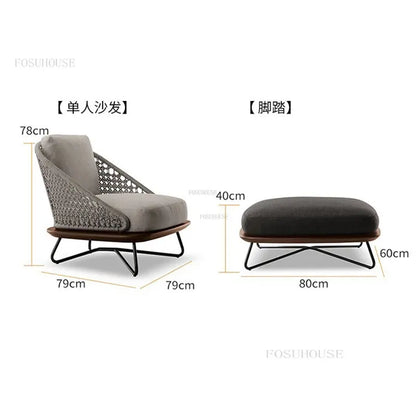 Simple Rattan Outdoor Chairs Nordic Outdoor Furniture Modern Leisure Beach Chairs Household Living Room Balcony Backrest Lounger