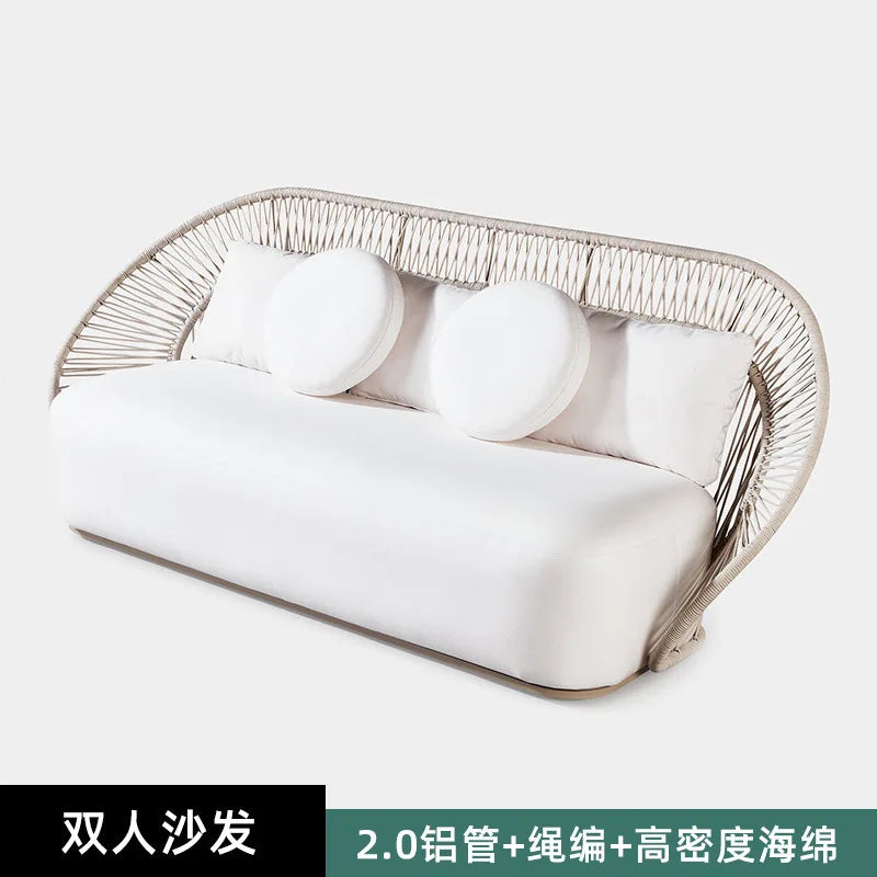 Outdoor sofa Garden furniture Rattan leisure bed Round bed Aluminum alloy combination chair