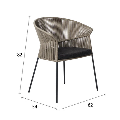Nordic Rope Outdoor Furniture Set, Poltronas de lazer, Impermeável, Varanda Garden Chair, Cadeiras do encosto do café