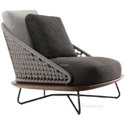 Simple Rattan Outdoor Chairs Nordic Outdoor Furniture Modern Leisure Beach Chairs Household Living Room Balcony Backrest Lounger