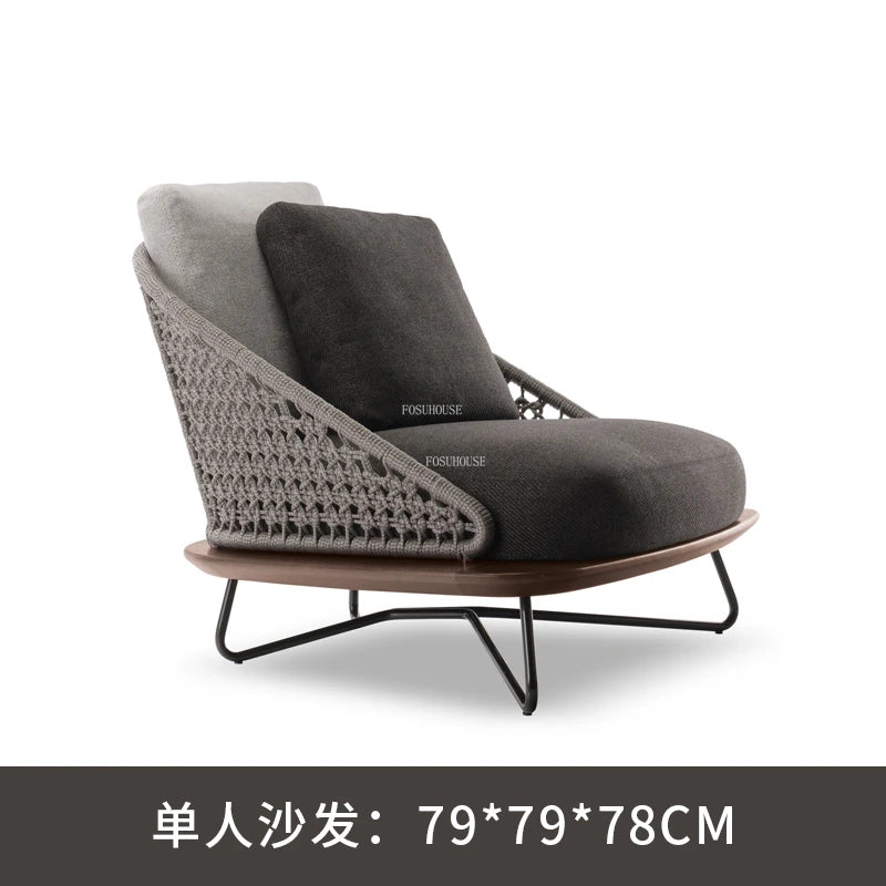 Simple Rattan Outdoor Chairs Nordic Outdoor Furniture Modern Leisure Beach Chairs Household Living Room Balcony Backrest Lounger