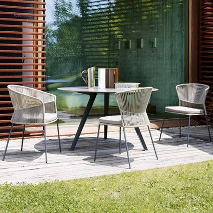 Nordic Rope Outdoor Furniture Set, Poltronas de lazer, Impermeável, Varanda Garden Chair, Cadeiras do encosto do café