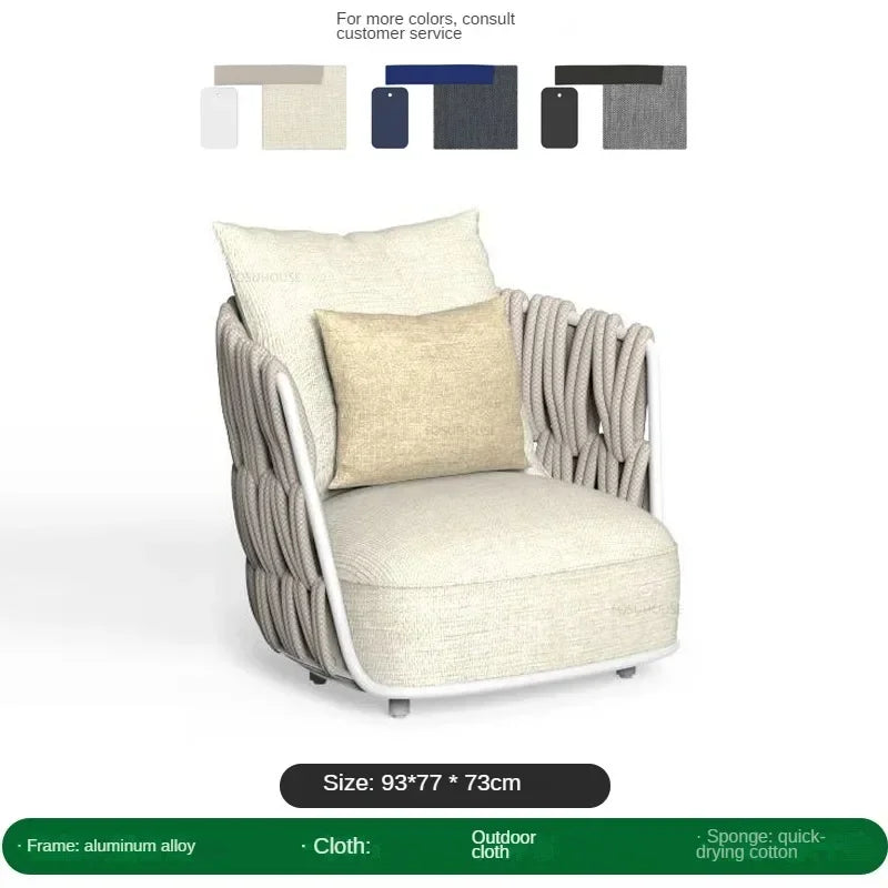 Garden Rope Waterproof Sun Protection Sets Leisure Outdoor Sofas Nordic Patio Furniture Villa Home Aluminum Alloy Lounge Chair