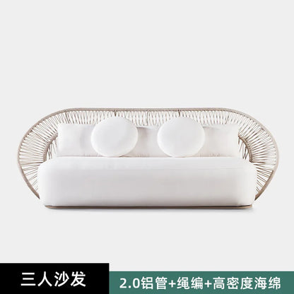 Outdoor sofa Garden furniture Rattan leisure bed Round bed Aluminum alloy combination chair
