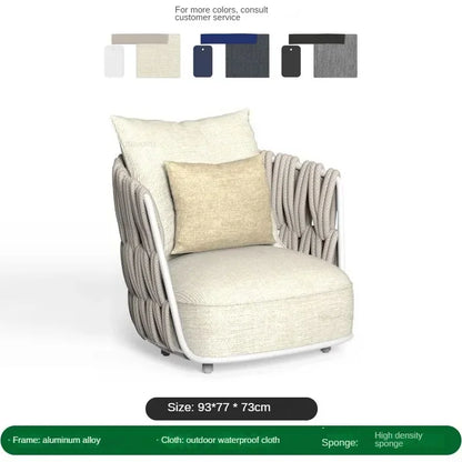 Garden Rope Waterproof Sun Protection Sets Leisure Outdoor Sofas Nordic Patio Furniture Villa Home Aluminum Alloy Lounge Chair
