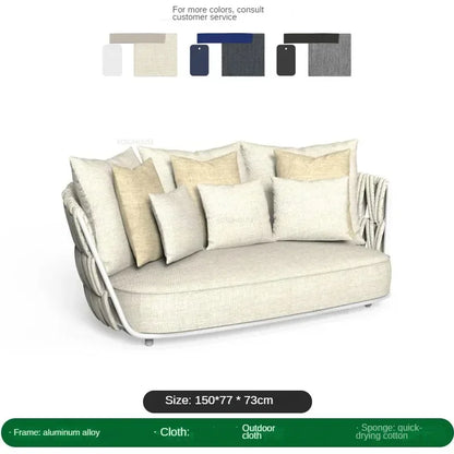 Garden Rope Waterproof Sun Protection Sets Leisure Outdoor Sofas Nordic Patio Furniture Villa Home Aluminum Alloy Lounge Chair