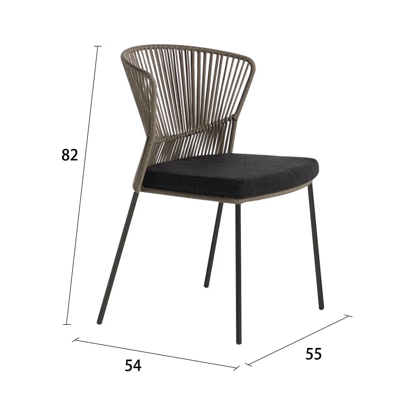 Nordic Rope Outdoor Furniture Set, Poltronas de lazer, Impermeável, Varanda Garden Chair, Cadeiras do encosto do café