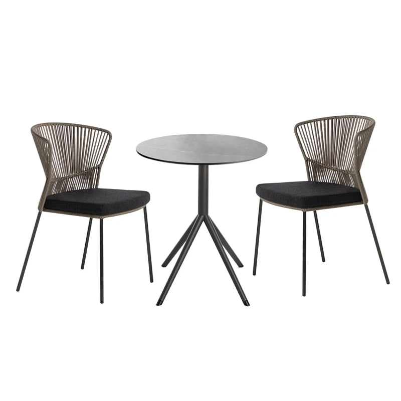 Nordic Rope Outdoor Furniture Set, Poltronas de lazer, Impermeável, Varanda Garden Chair, Cadeiras do encosto do café