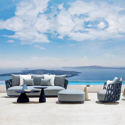 Garden Rope Waterproof Sun Protection Sets Leisure Outdoor Sofas Nordic Patio Furniture Villa Home Aluminum Alloy Lounge Chair
