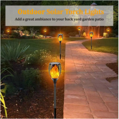 Outdoor Solar Torch Lights Waterproof Garden Patio Flickering Dancing Flame Lamp Lawn Lighting