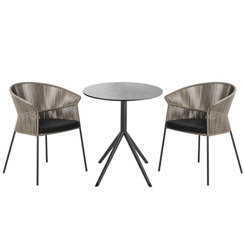 Nordic Rope Outdoor Furniture Set, Poltronas de lazer, Impermeável, Varanda Garden Chair, Cadeiras do encosto do café
