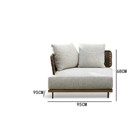 Outdoor teak sofa waterproof anti-corrosion sunscreen patio balcony gray outdoor sofa preferred high-grade diversified